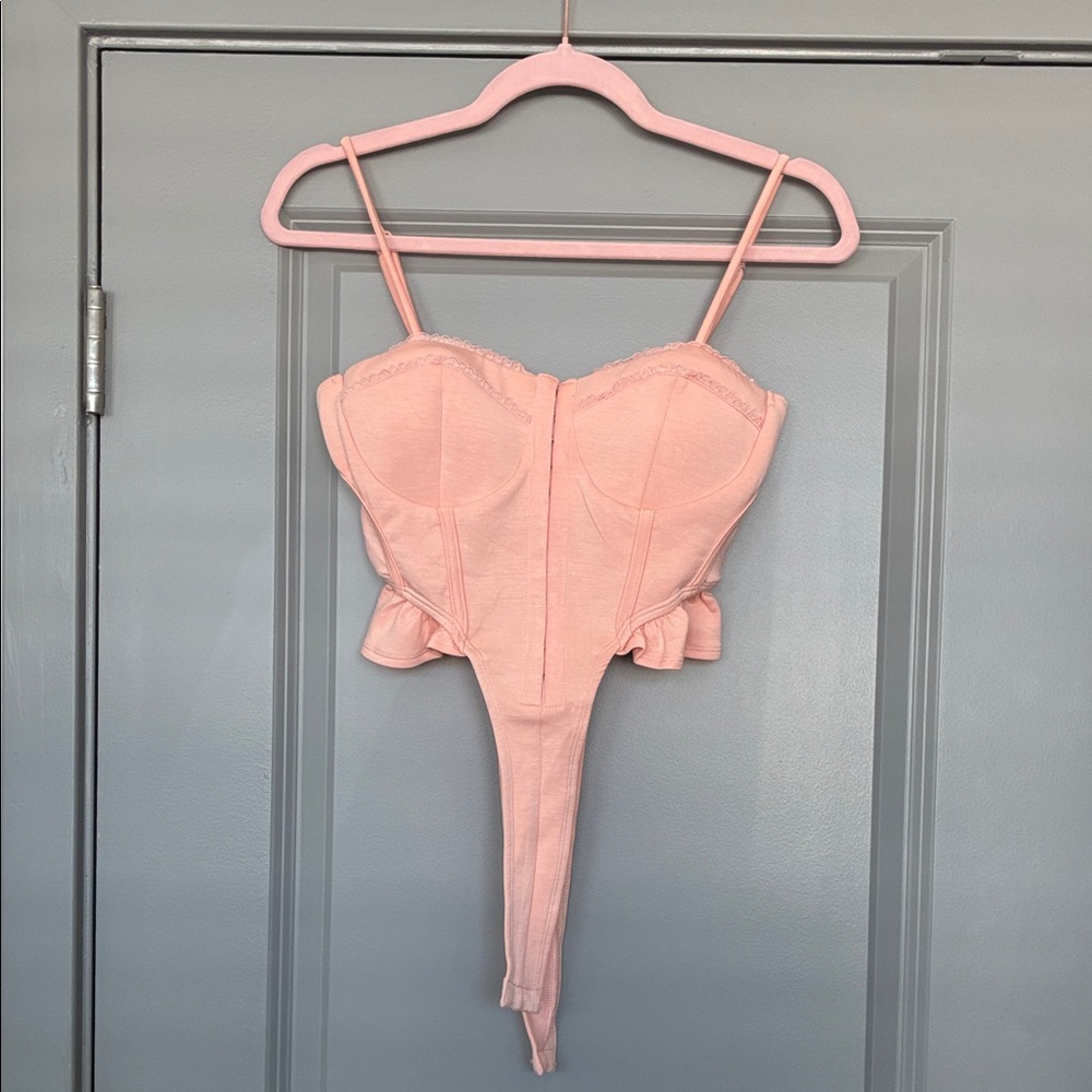 Privy Pink Lace Trim Bodysuit